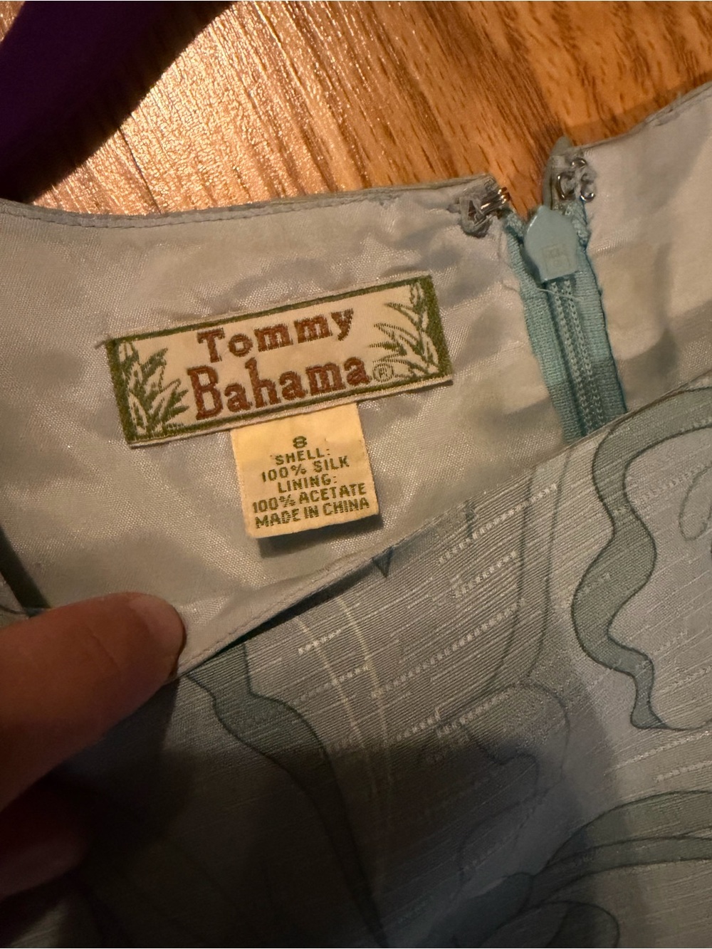 Vintage Tommy Bahama 100% Silk Shift Dress 8 Floral Blue Green - Picture 5 of 6